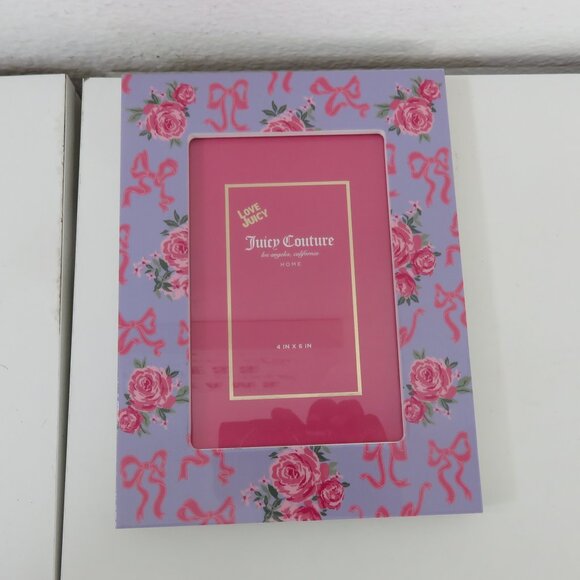 (#115) Juicy Couture Los Angeles, Cali Home Floral & Bows 4 X 6 Photo Frame - Picture 1 of 3